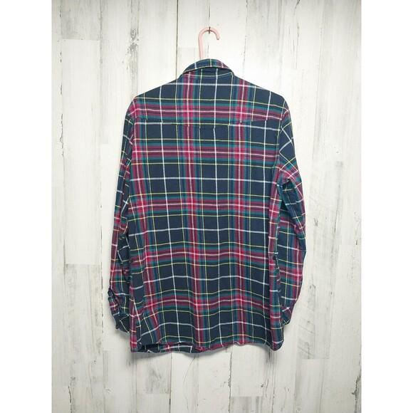 Matchstick Flannel Tunic Shirt Top Women L Button Long Sleeve Multicolor Plaid - Picture 6 of 11
